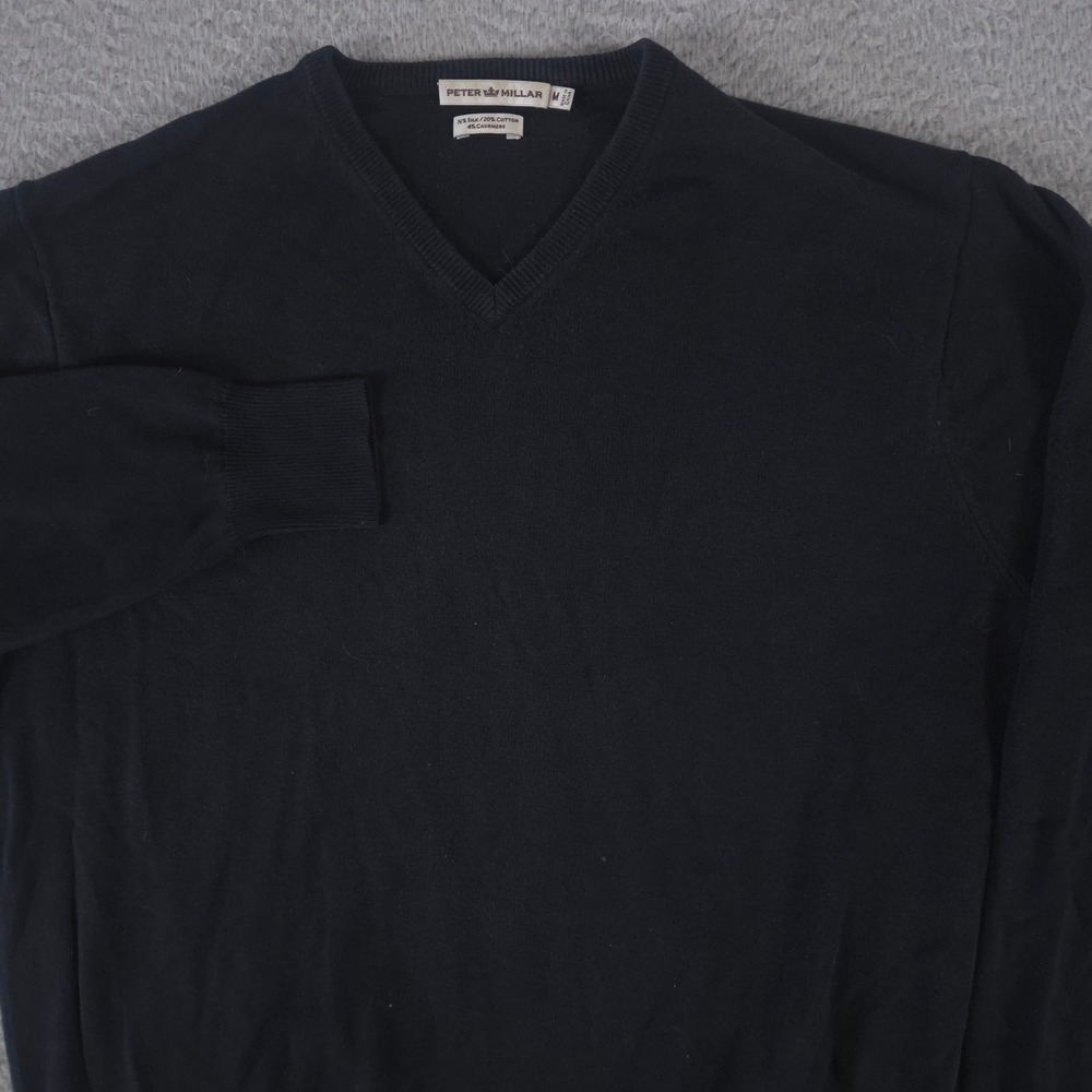 Peter Millar Sweater Mens‎ M Black Crown Heritage Cashmere Silk Cotton Luxury
